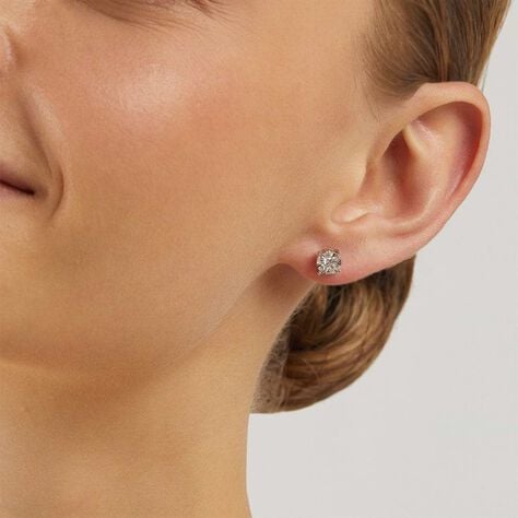 Orecchini Lobo Punto Luce Petali Oro Bianco Diamante - Orecchini a Lobo Donna | Stroili