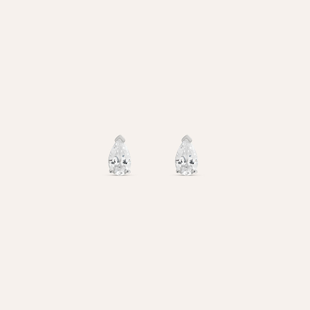 Orecchini Lobo Punto Luce Claire Oro Bianco Cubic Zirconia - Orecchini a Lobo Donna | Stroili