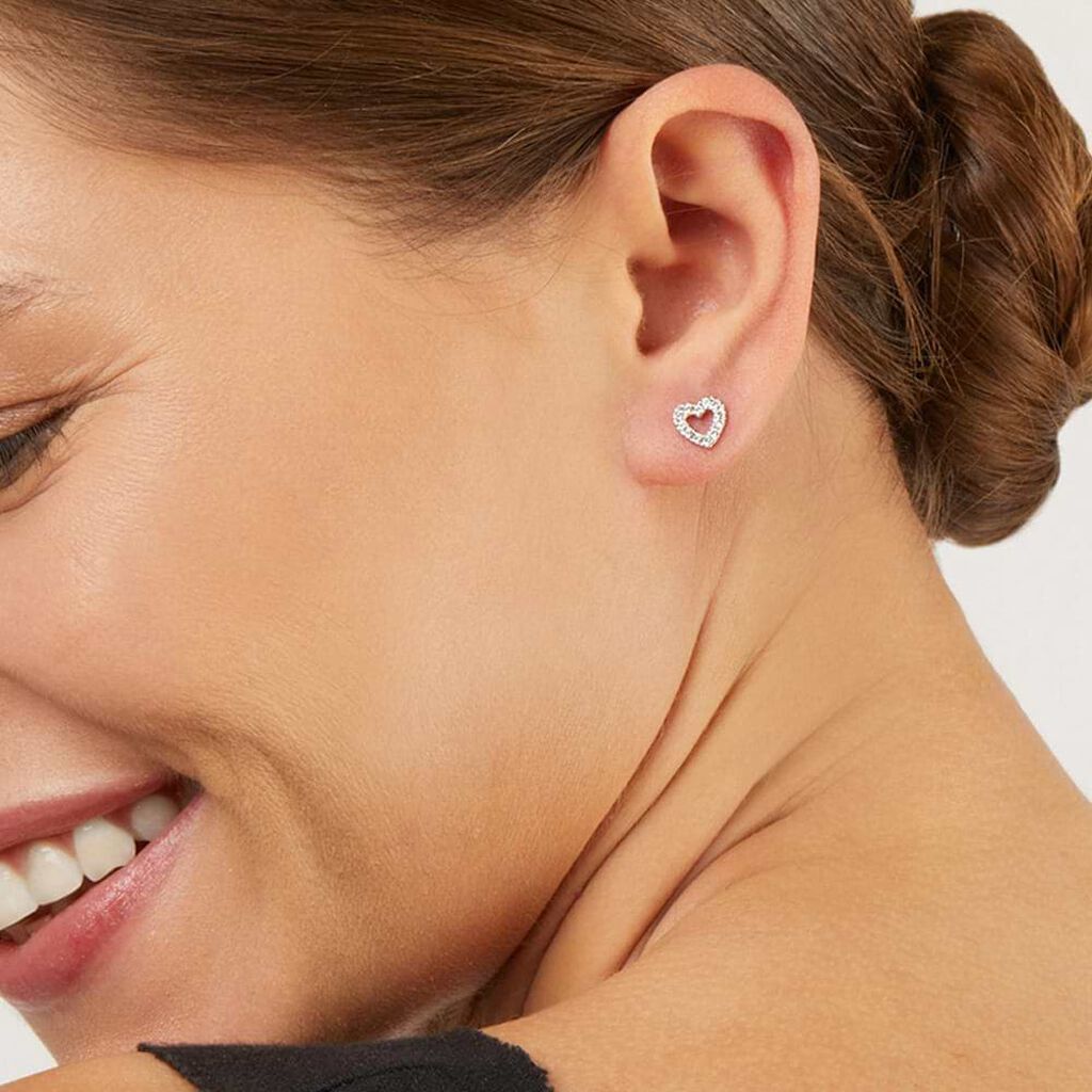 Orecchini Lobo Claire Oro Bianco Cubic Zirconia - Orecchini a Lobo Donna | Stroili