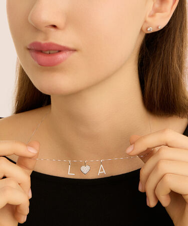 Pendente Po&egrave;me Oro Bianco Cubic Zirconia