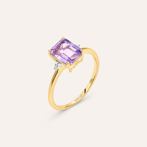 Anello Solitario Amélie Oro Giallo Ametista Cubic Zirconia - Anelli con Pietre Donna | Stroili