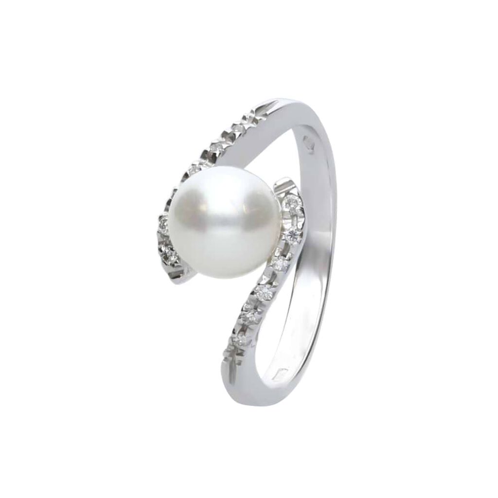 Anello Solitario Gold Pearls Oro Bianco Perla D'Acqua Dolce Diamante - Anelli con Pietre Donna | Stroili