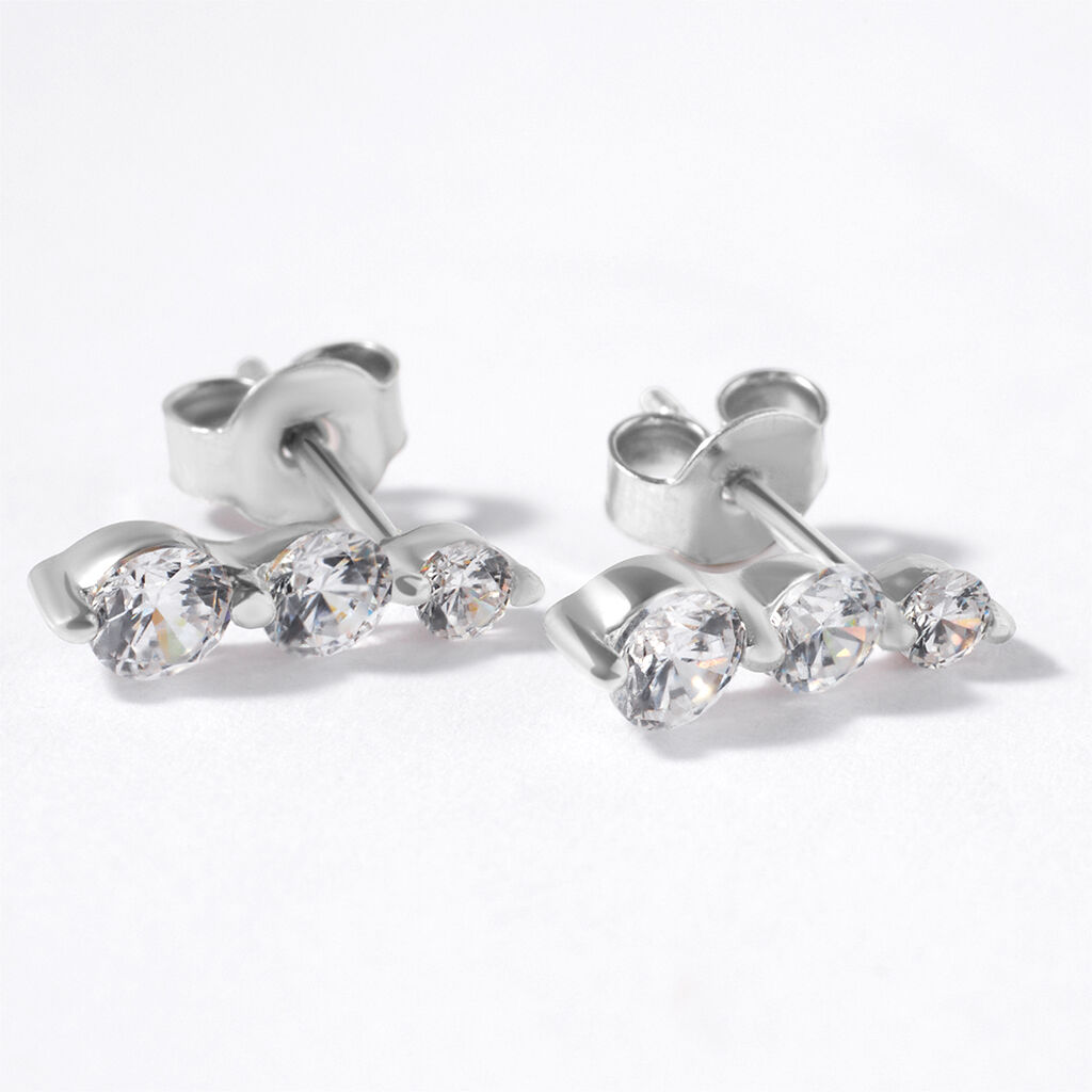 Orecchini Lobo Trilogy Silver Elegance Argento Rodiato Cubic Zirconia - Orecchini a Lobo Donna | Stroili