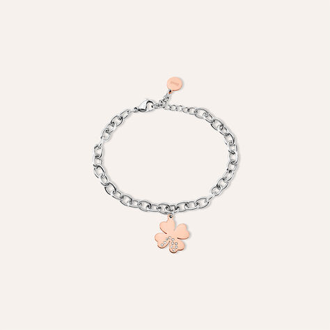 Bracciale Lady Chic Acciaio Bicolore Bianco / Rosa Cristallo - Bracciali con Incisione Donna | Stroili