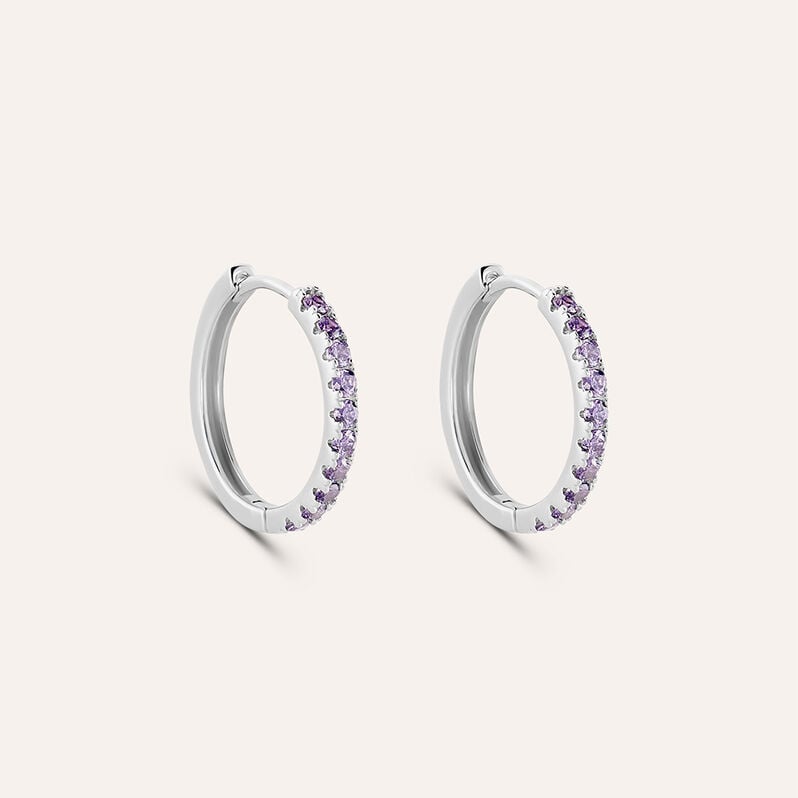 Orecchini A Cerchio Silver Rainbow Argento Rodiato Cubic Zirconia - Orecchini a Cerchio Donna | Stroili