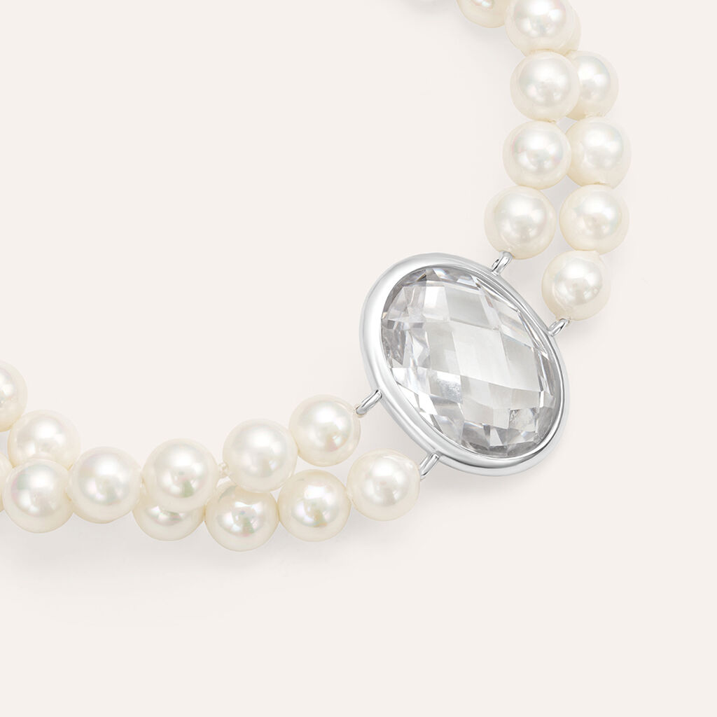 Bracciale Silver Pearls Argento Bianco Perla sintentica Cubic Zirconia