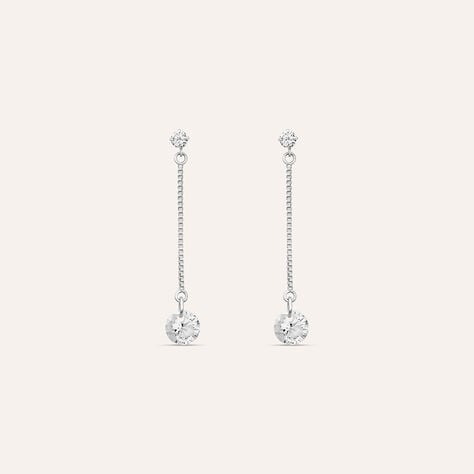 Orecchini Pendenti Punto Luce Claire Oro Bianco Cubic Zirconia - Orecchini Pendenti Donna | Stroili