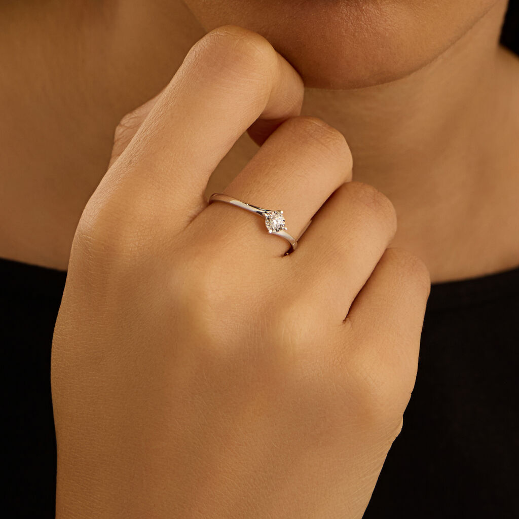 Anello Solitario Valentino Diamotion Oro Bianco Diamante