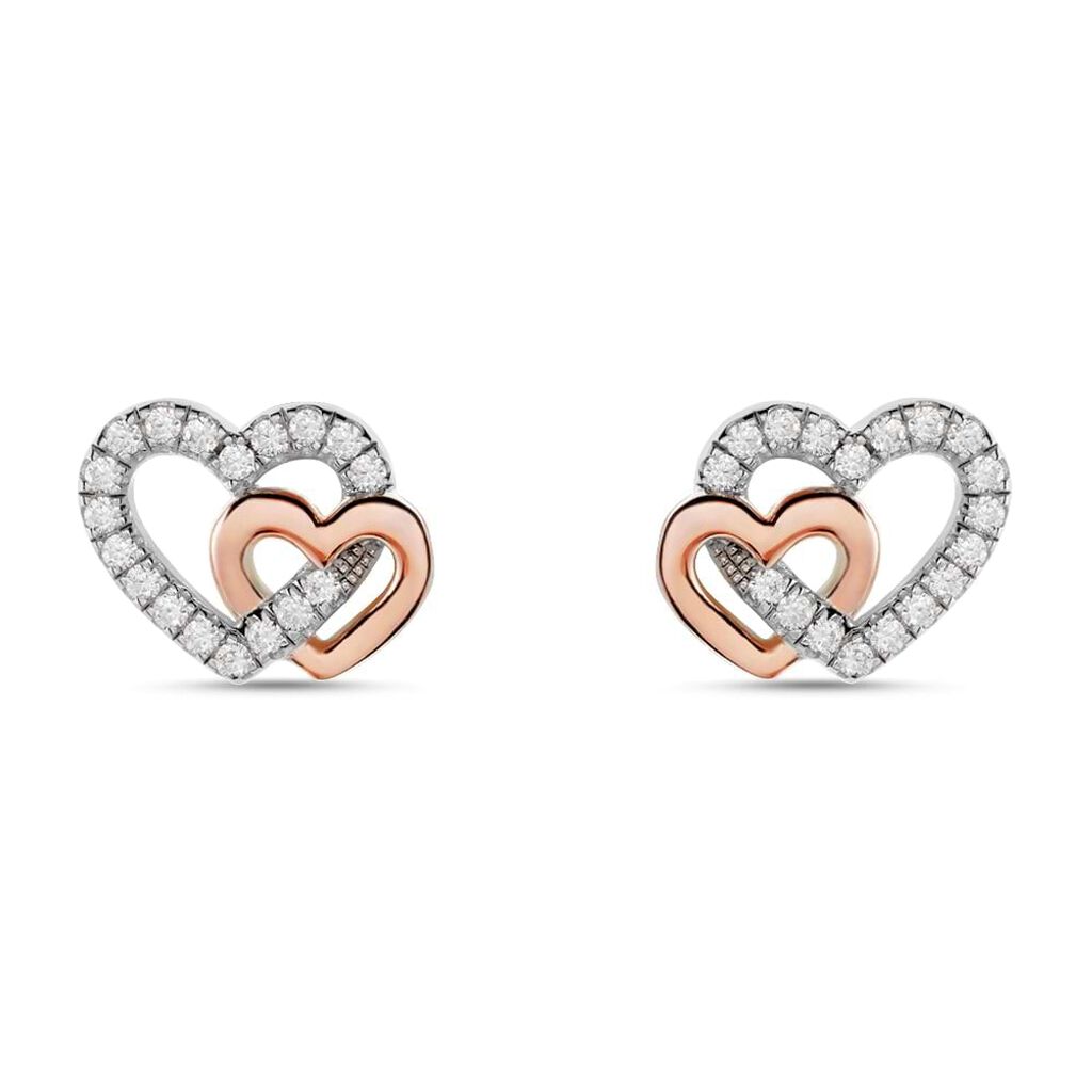 Orecchini Lobo Silver Moments Argento Bicolore Bianco / Rosa Cubic Zirconia - Orecchini a Lobo Donna | Stroili