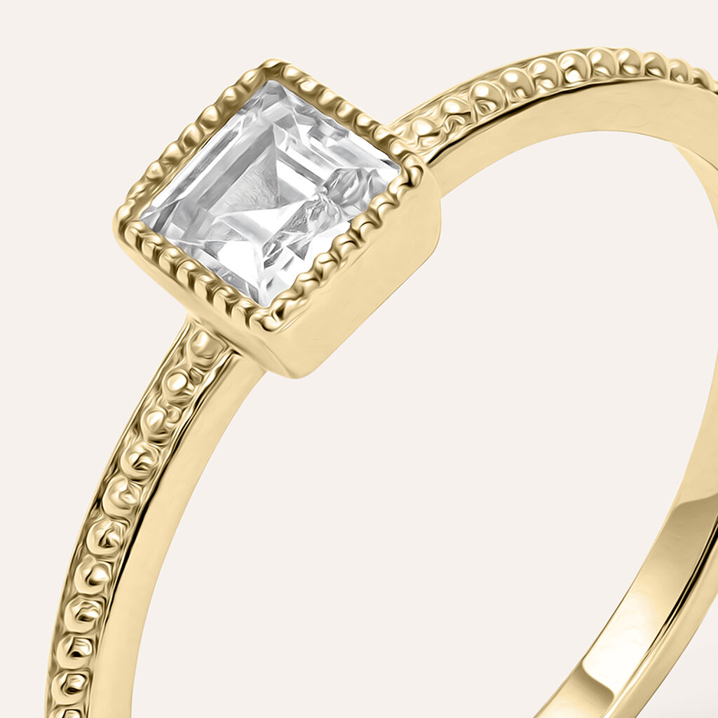 Anello Solitario Golden Dream Placcato Oro Giallo Cristallo