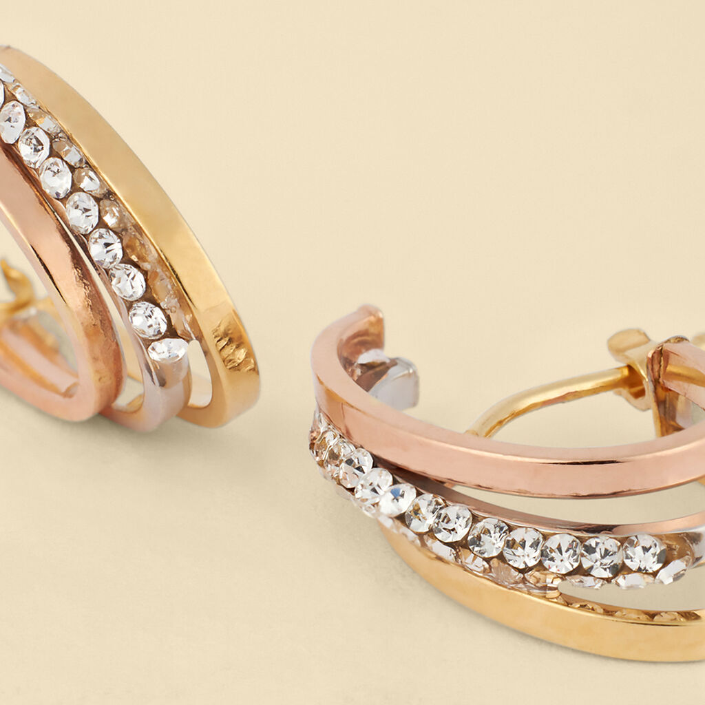 Orecchini A Cerchio Toujours Oro Tricolore Cristallo - Orecchini a Cerchio Donna | Stroili