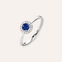 Anello Solitario Charlotte Oro Bianco Zaffiro Diamante