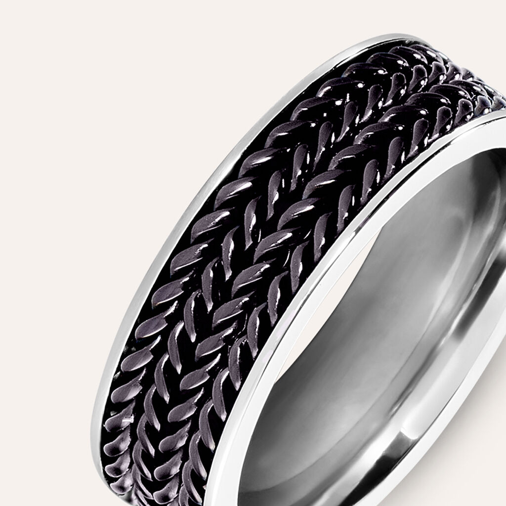 Anello Fascia Man Code Acciaio Bicolore