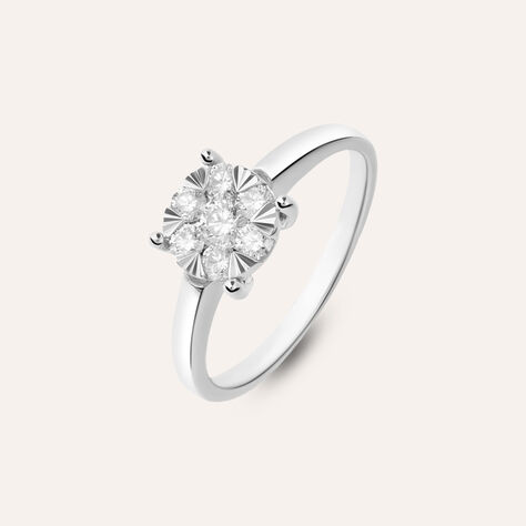 Anello Solitario Petali Oro Bianco Diamante - Anelli con Pietre Donna | Stroili