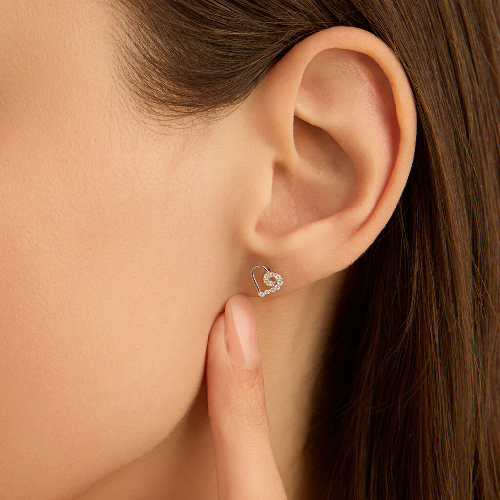 Orecchini Lobo Bon Ton Oro Bianco Cubic Zirconia