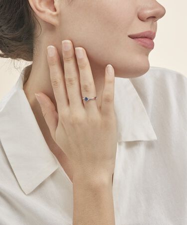 Anello Charlotte Oro Bianco Zaffiro Diamante