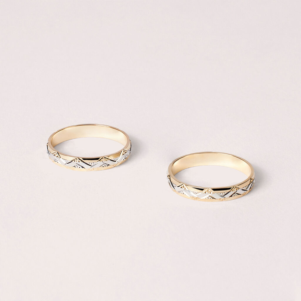 Fede Classica Diamantata 3 mm Oro Bicolore