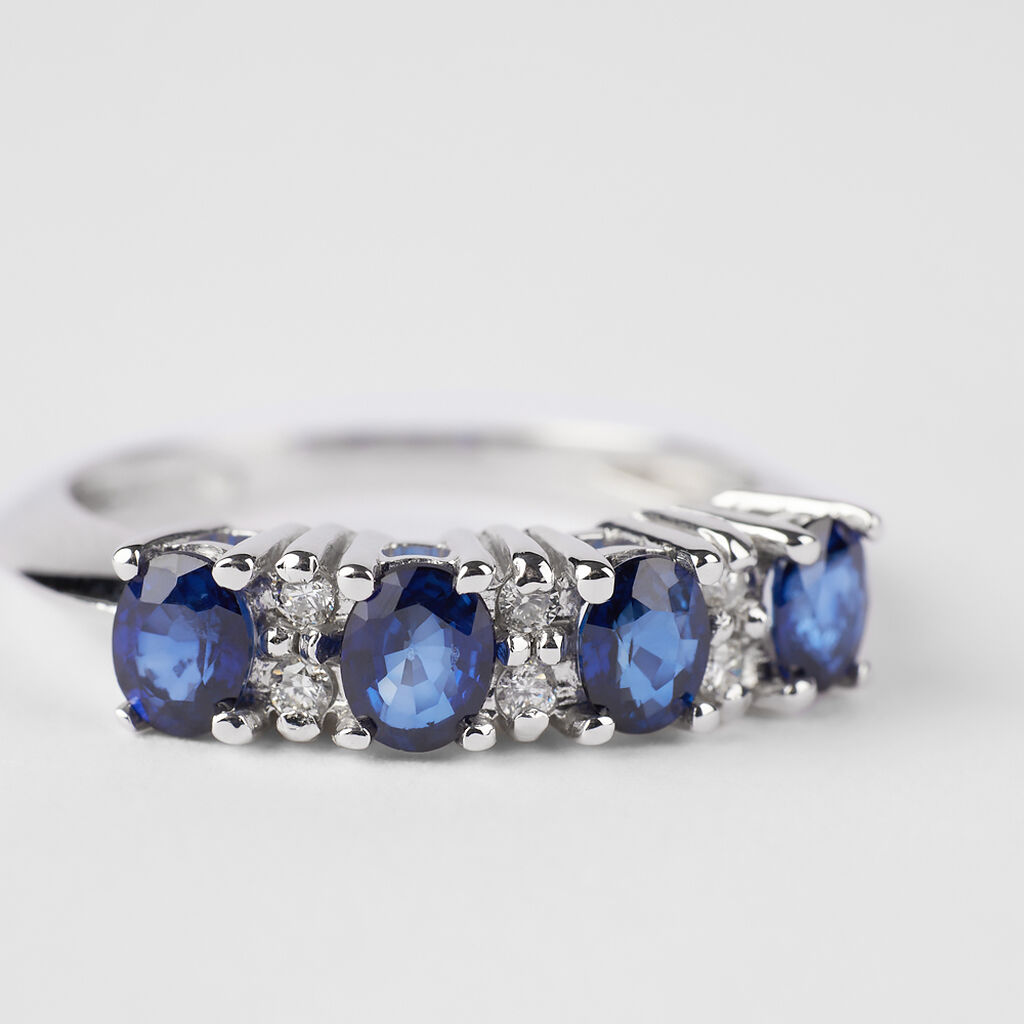 Anello Riviere Charlotte Oro Bianco Zaffiro Diamante - Anelli Riviere Donna | Stroili