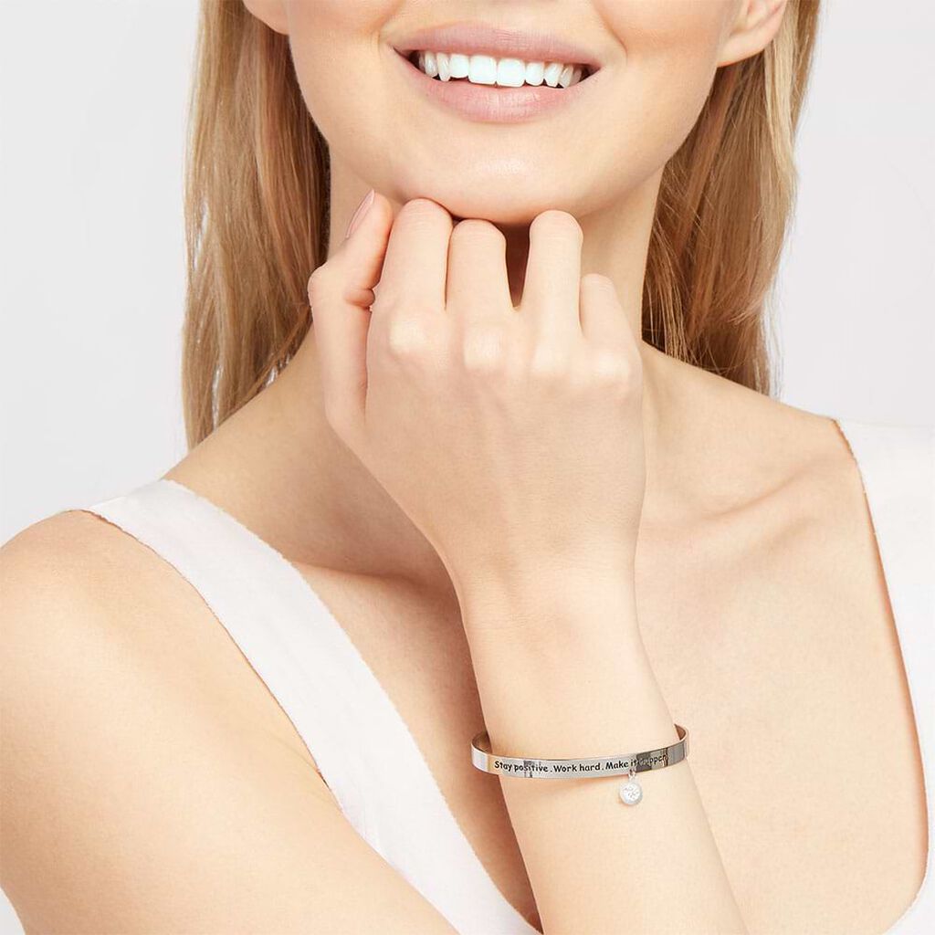 Bangle Lady Message Acciaio Cristallo - Bracciali Rigidi Donna | Stroili