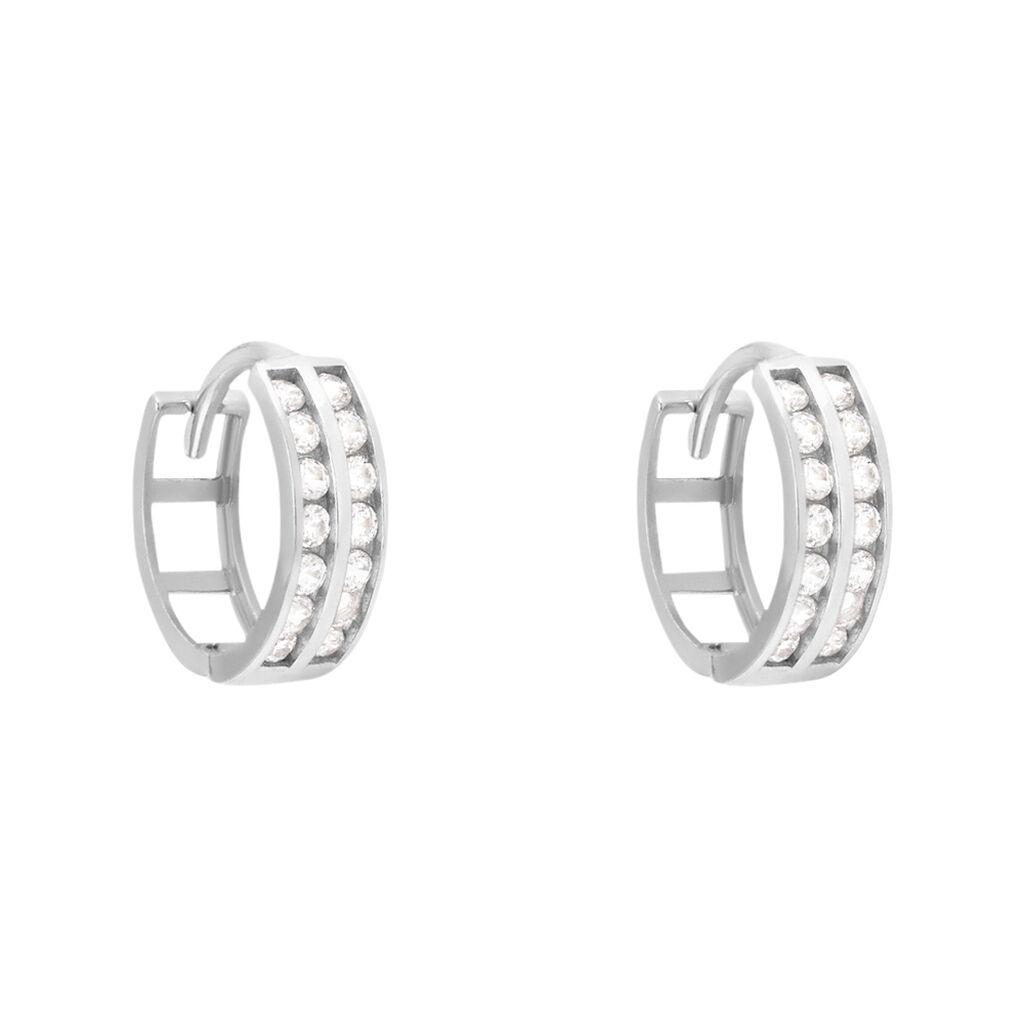 Orecchini A Cerchio Toujours Oro Bianco Cubic Zirconia - Orecchini a Cerchio Donna | Stroili