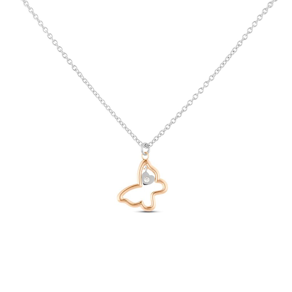 Collana Lady Chic Acciaio Bicolore Farfalla e Cristalli