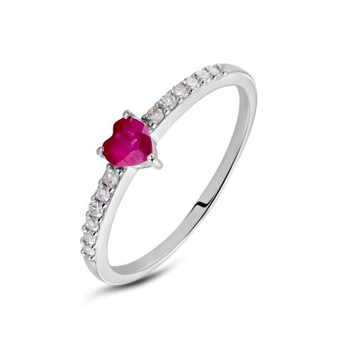Anello Solitario Charlotte Oro Bianco Rubino Diamante - Anelli con Pietre Donna | Stroili