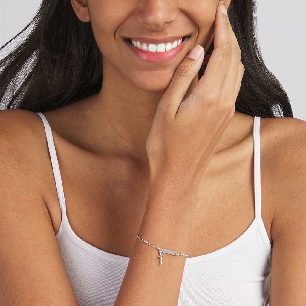 Bracciale Con Targhetta Silver Soul Argento Rodiato - Bracciali con Incisione Donna | Stroili