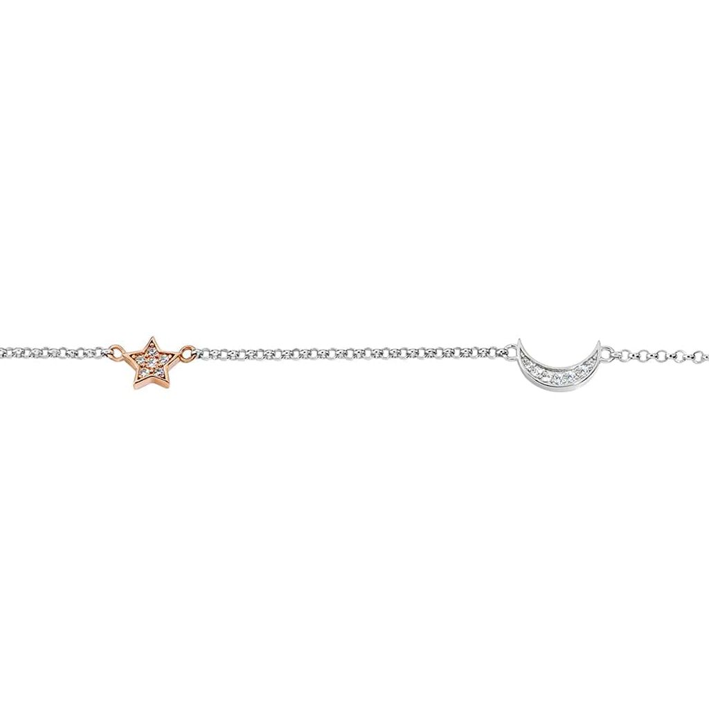 Bracciale Silver Moments Argento Bicolore Bianco / Rosa Cubic Zirconia - Bracciali Amicizia Donna | Stroili