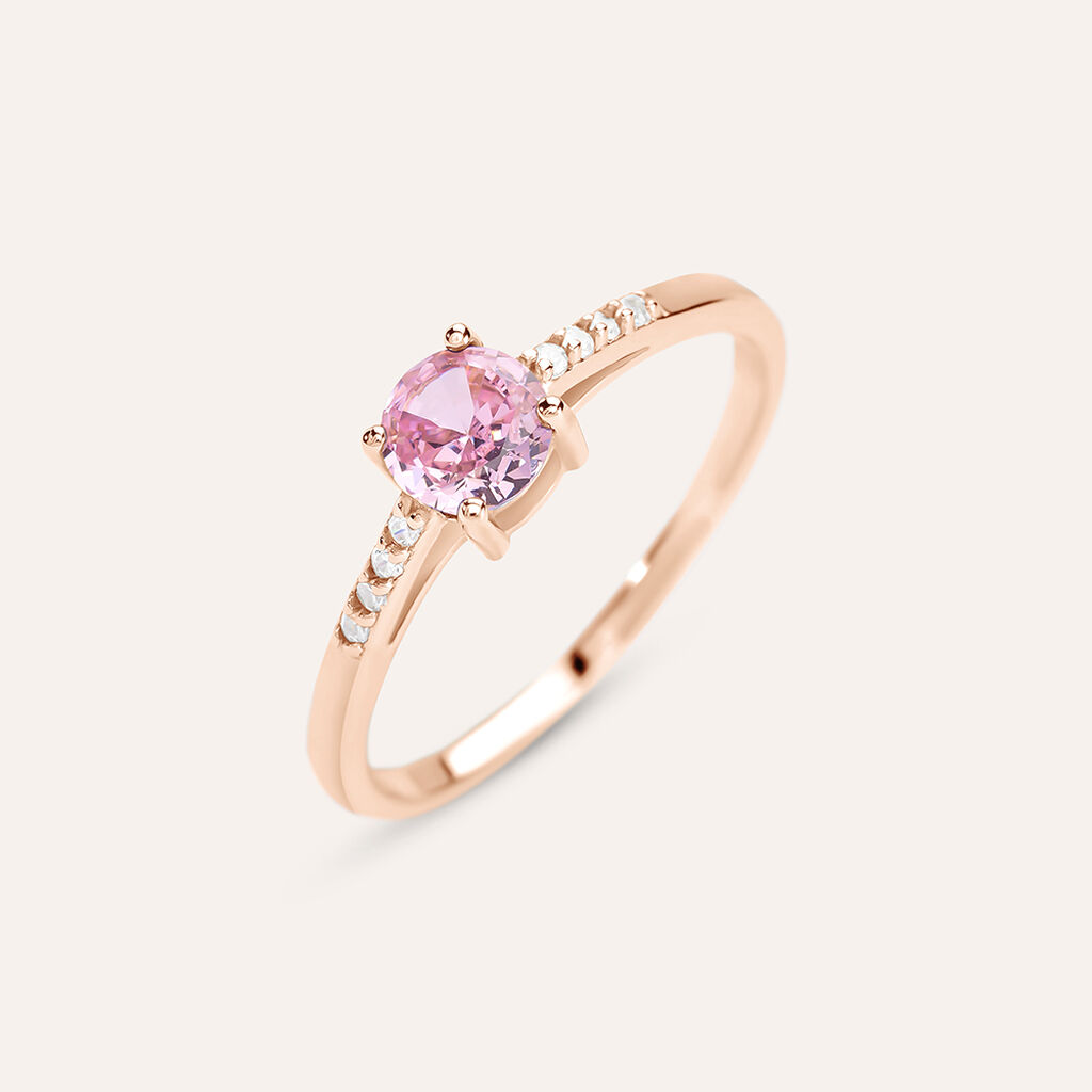 Anello Solitario Silver Rainbow Argento Rosa Cubic Zirconia