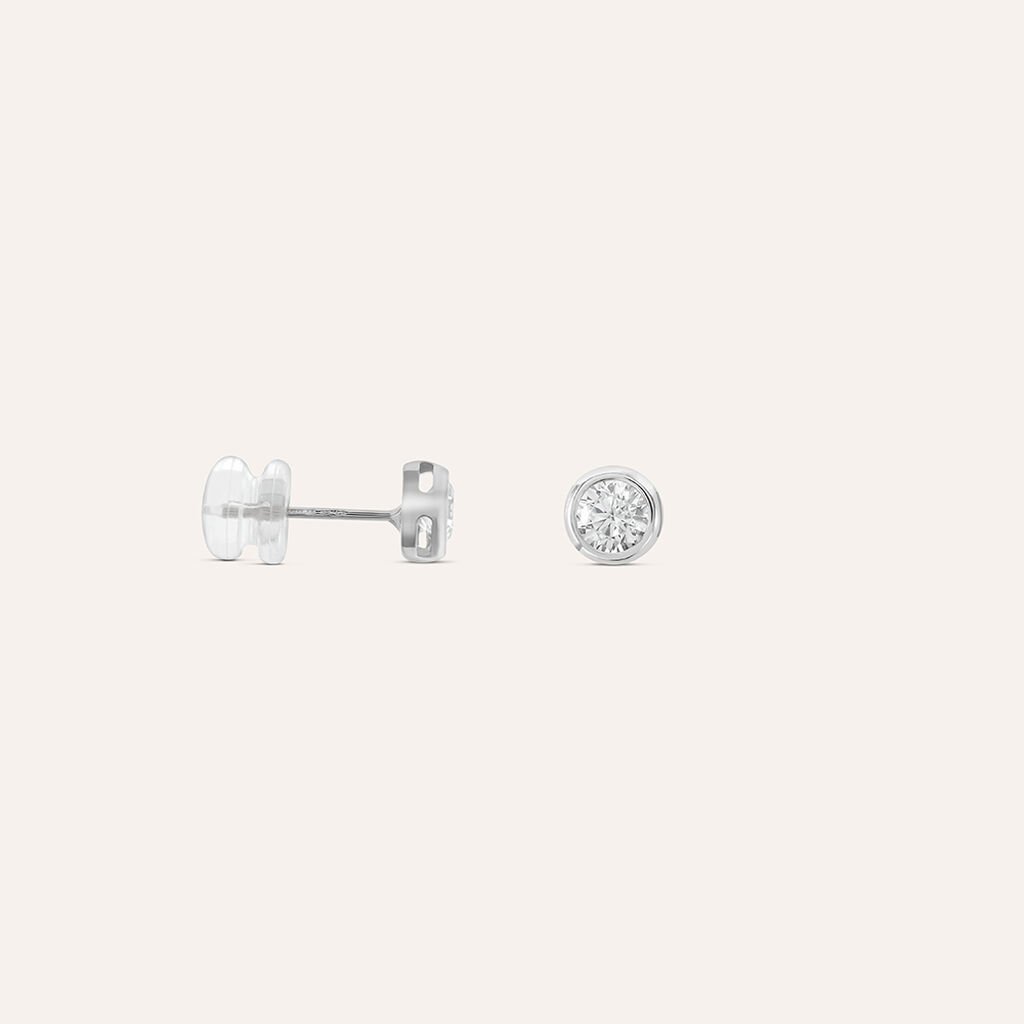 Orecchini Lobo Punto Luce Claire Oro Bianco Cubic Zirconia - Orecchini a Lobo Donna | Stroili