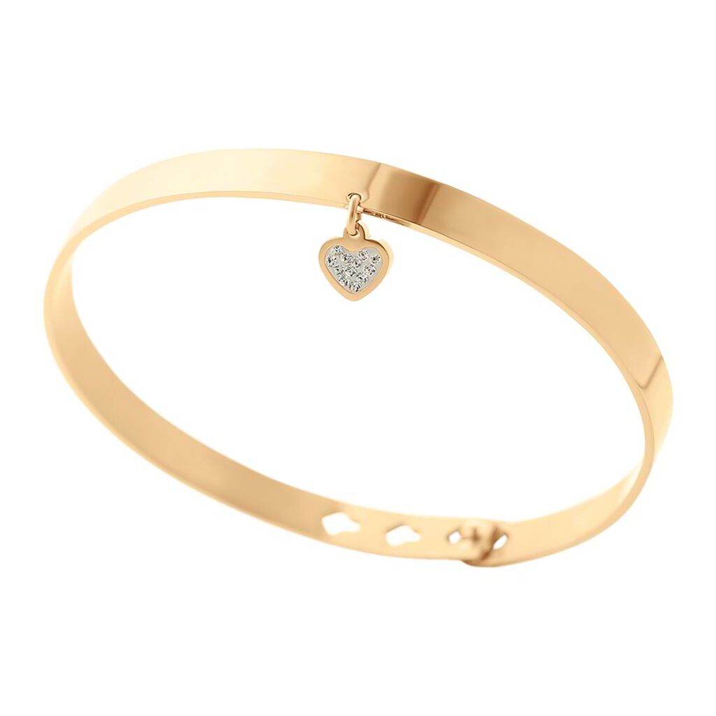 Bangle Lady Message Acciaio Dorato Cristallo - Bracciali Rigidi Donna | Stroili