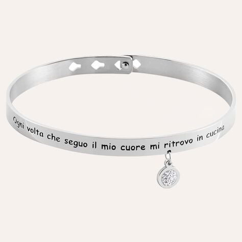 Bangle Lady Message Acciaio Happiness e Cristalli - Bracciali Donna | Stroili