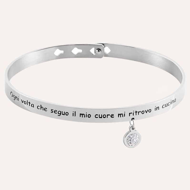 Bangle Lady Message Acciaio Happiness e Cristalli - Bracciali Donna | Stroili