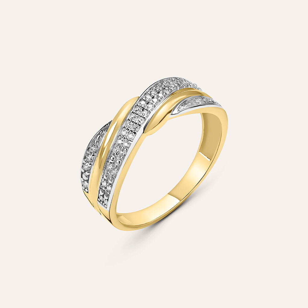Anello Fascia Claire Oro Giallo Cubic Zirconia - Anelli a Fascia Larga Donna | Stroili