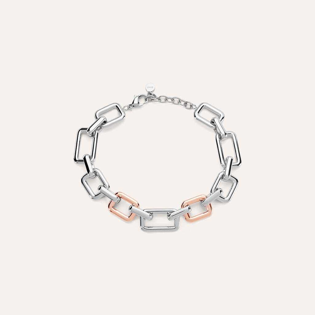 Bracciale Catena Sunrise Acciaio Bicolore Bianco / Rosa