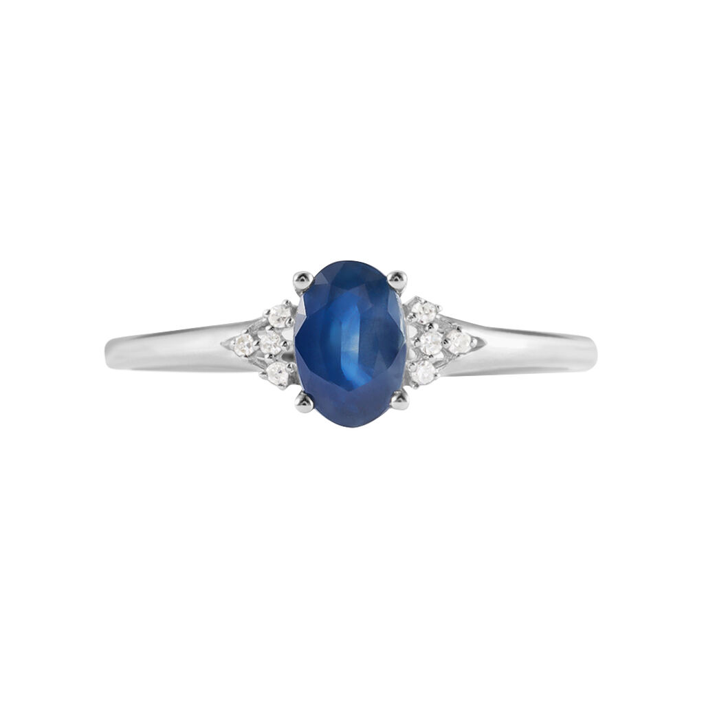 Anello Solitario Charlotte Oro Bianco Zaffiro Diamante - Anelli con Pietre Donna | Stroili