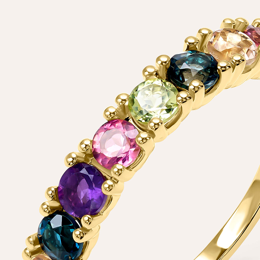 Anello Riviere Am&eacute;lie Oro Giallo Ametista Topazio Morganite Peridoto Tormalina