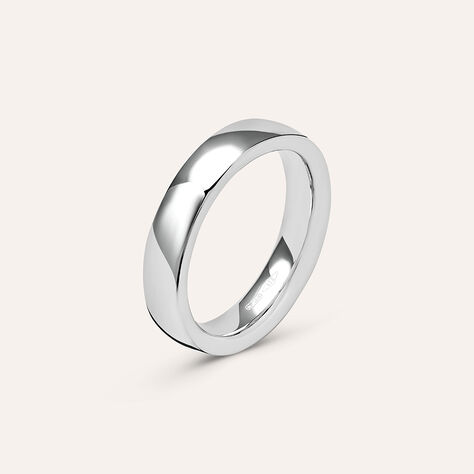 Fede Comoda Leggera Squadrata 4 mm Oro Bianco - Anelli con Incisione Unisex | Stroili