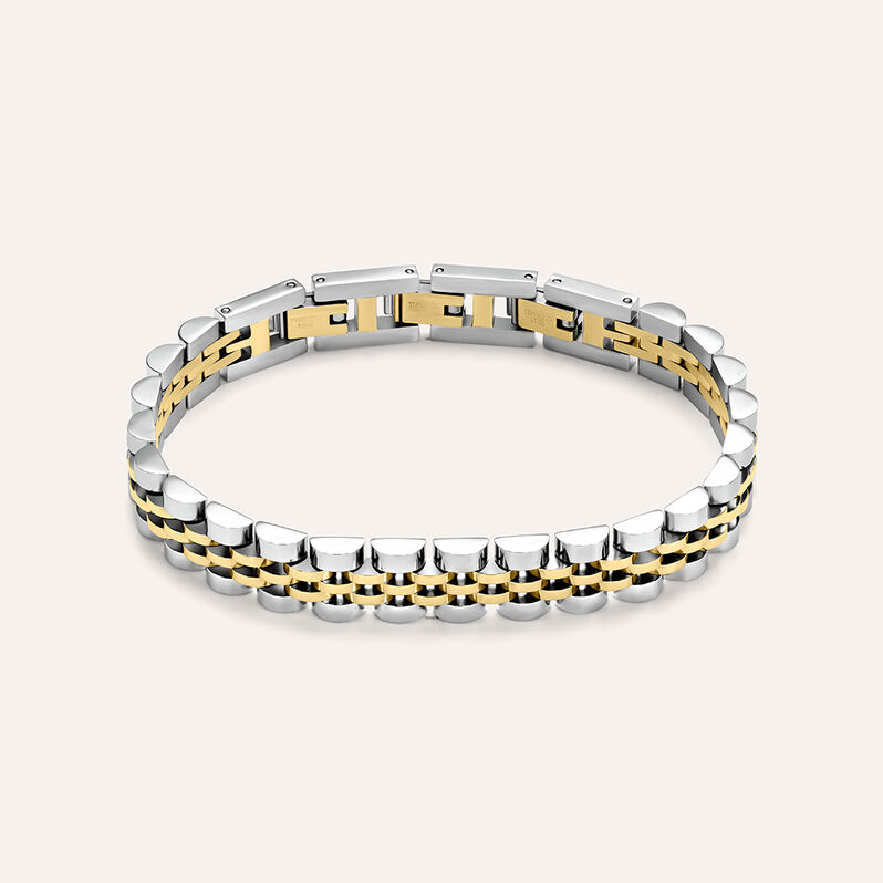 Bracciale Catena Man Code Acciaio Bicolore Dorato / Bianco - Bracciali Uomo | Stroili