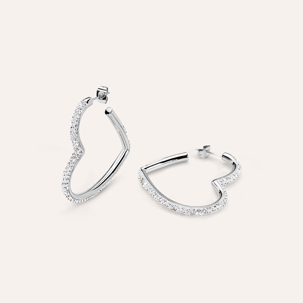 Orecchini A Cerchio Aura Acciaio Cristallo