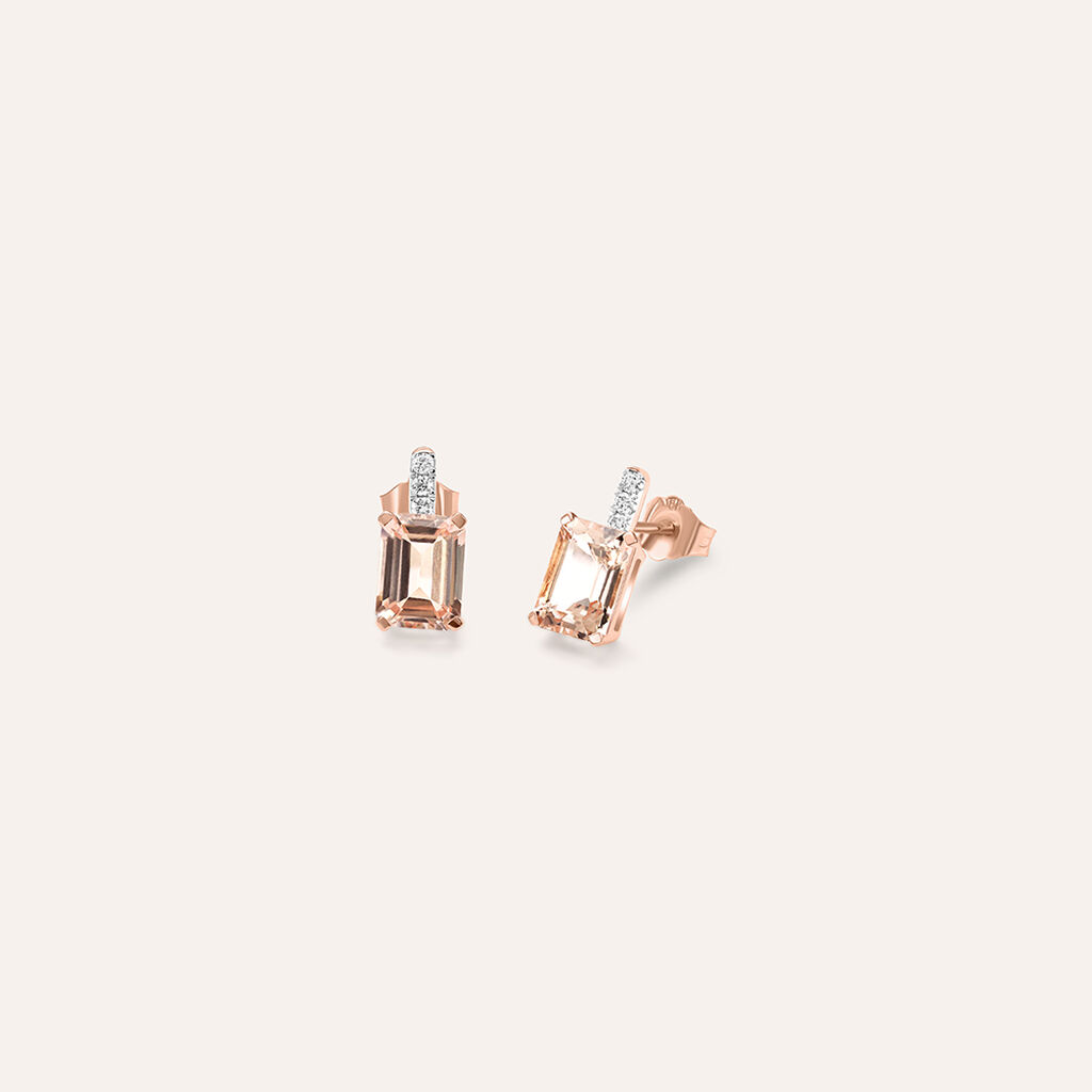 Orecchini Lobo Jasmine Oro Rosa Morganite Diamante - Orecchini a Lobo Donna | Stroili