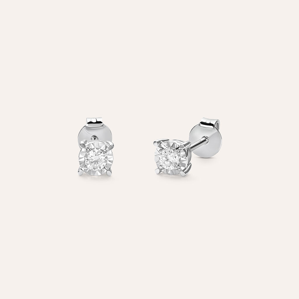 Orecchini Lobo Punto Luce Diamotion Oro Bianco Diamante