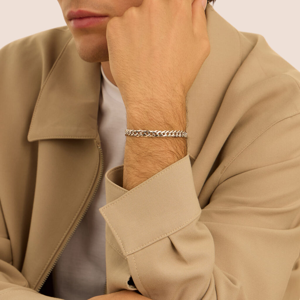 Bracciale Catena Gentleman Argento Rodiato