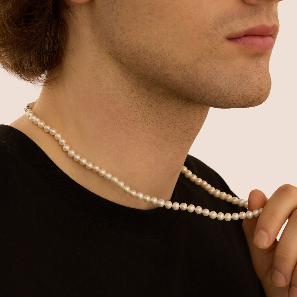 Collana L'homme Or Oro Giallo Perla D'Acqua Dolce