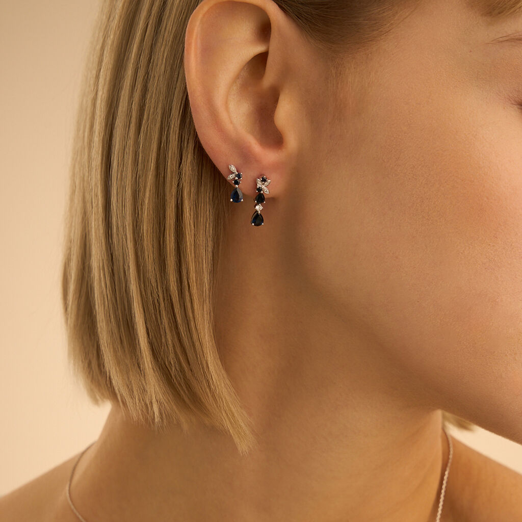 Orecchini Lobo Charlotte Oro Bianco Zaffiro Diamante