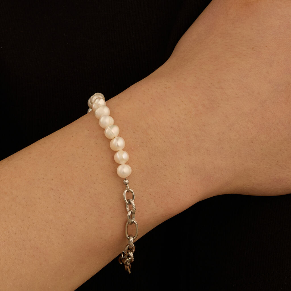 Bracciale Catena Man Code Acciaio Perla D'Acqua Dolce