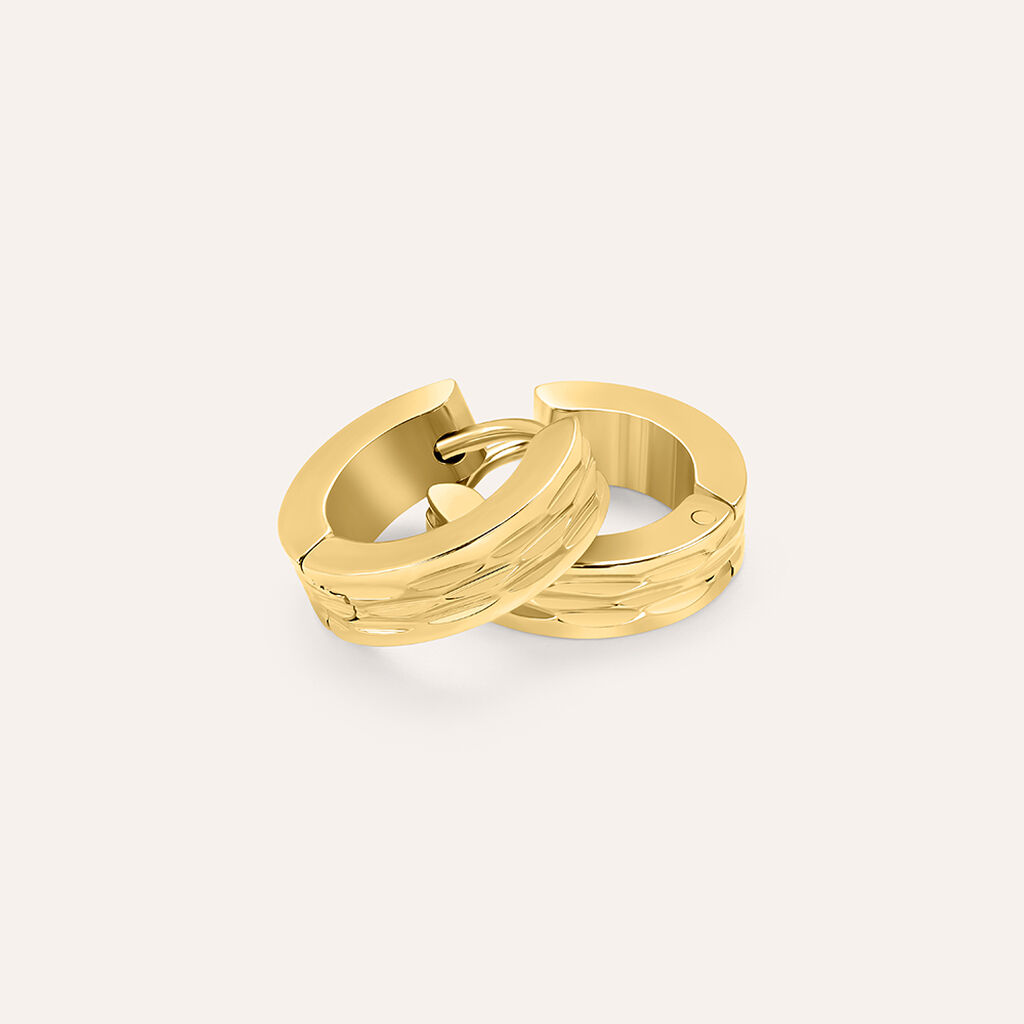 Orecchini A Cerchio Man Code Acciaio Dorato