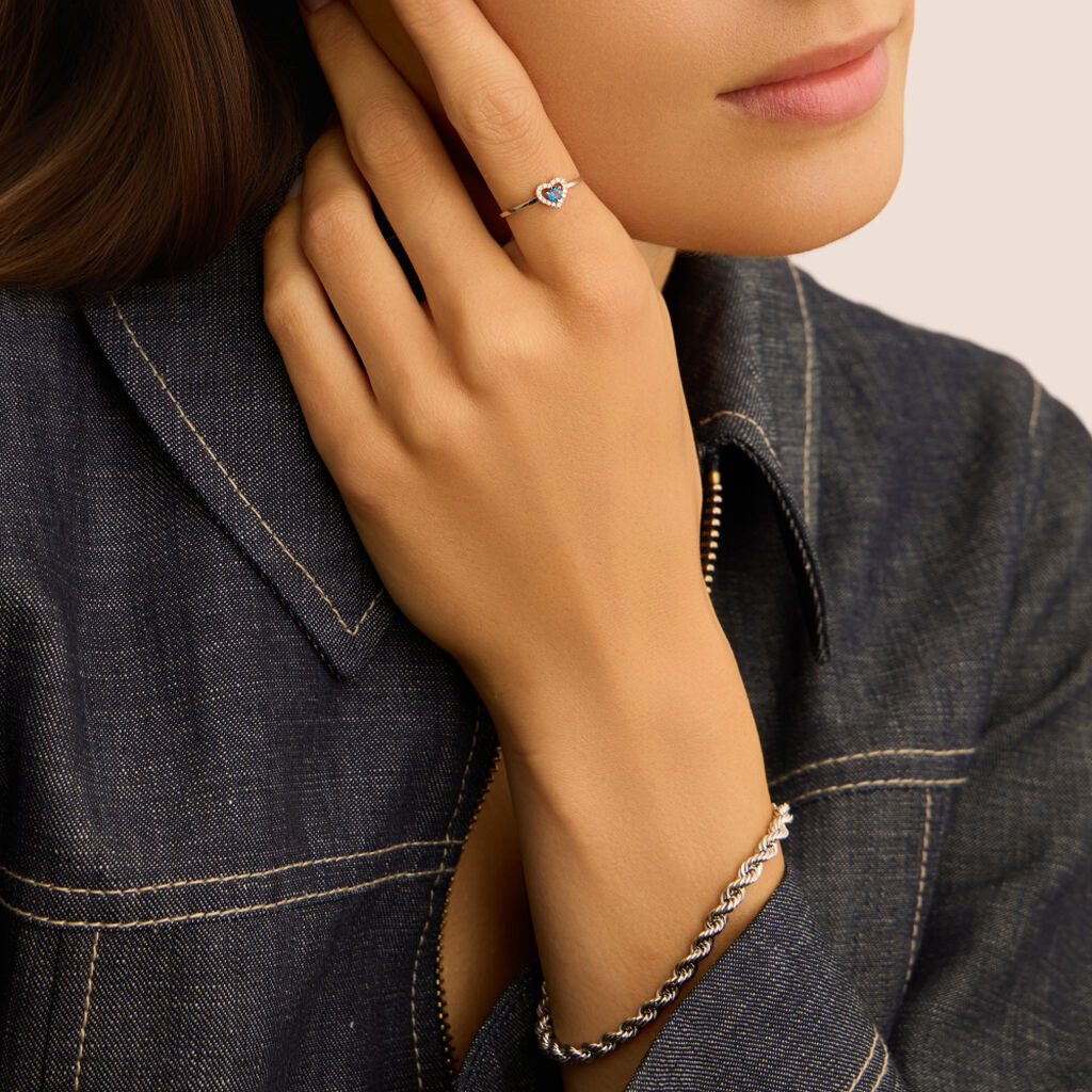 Anello Charlotte Oro Bianco Zaffiro E Diamante