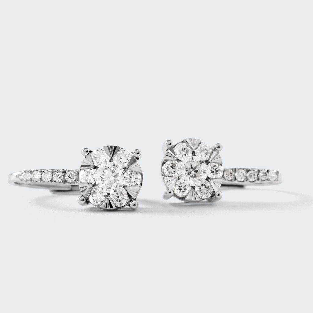 Orecchini Lobo Punto Luce Petali Oro Bianco Diamante - Orecchini a Lobo Donna | Stroili