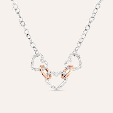 Collana Aura Acciaio Bicolore Bianco / Rosa Cristallo